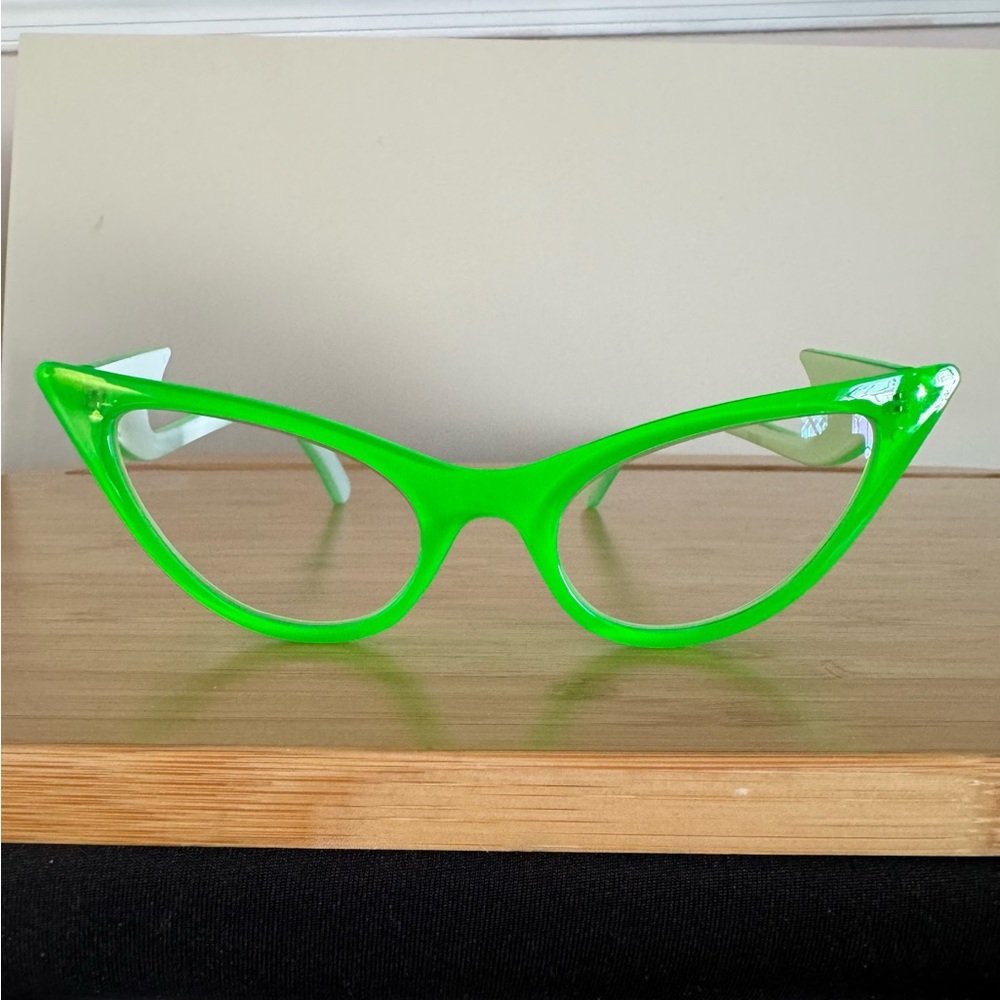 Reading Glasses +1.75 in Neon Green Cateye